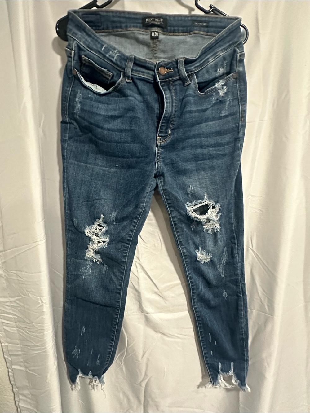 Judy Blue Women's Distressed Skinny Jeans - Dark Blue